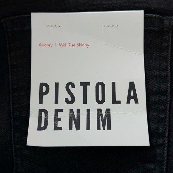 NWT PISTOLA Mid Rise Washed Black Denim Ankle Cropped Fray Hem Skinny Jeans 27 - Picture 4 of 6